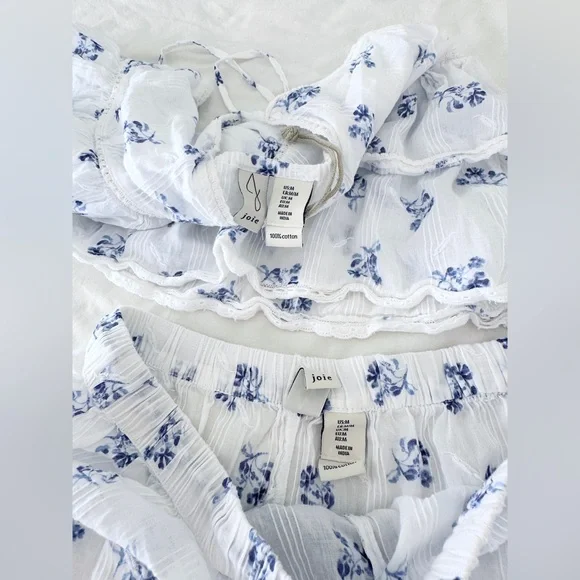 NWOT Joie Sleep Tank/Shorts Pajama Set - White/Blue Floral - Size M - Picture 5 of 11